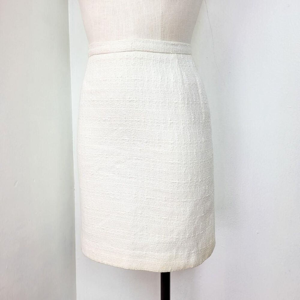 Dolce & Gabbana White Tweed Pencil Skirt